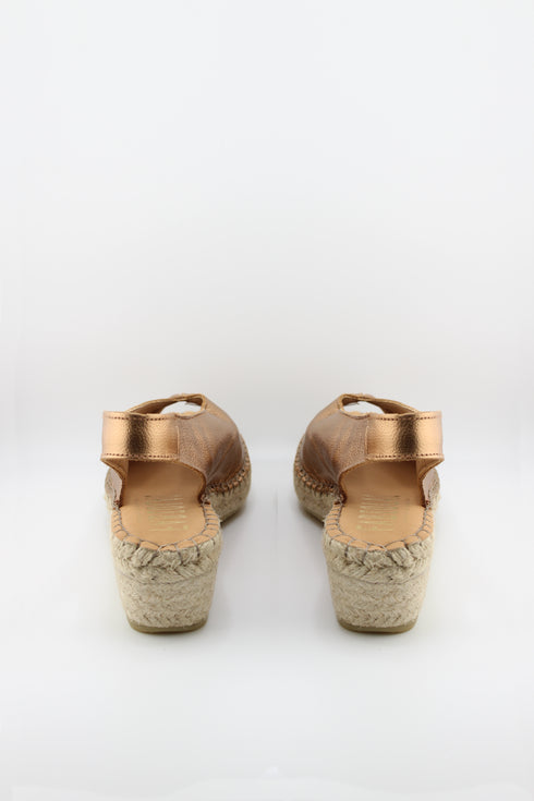 Fabiolas Peep-Toe Leather Espadrille Wedge